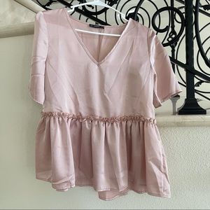 Silk Baby Pink Peplum Top